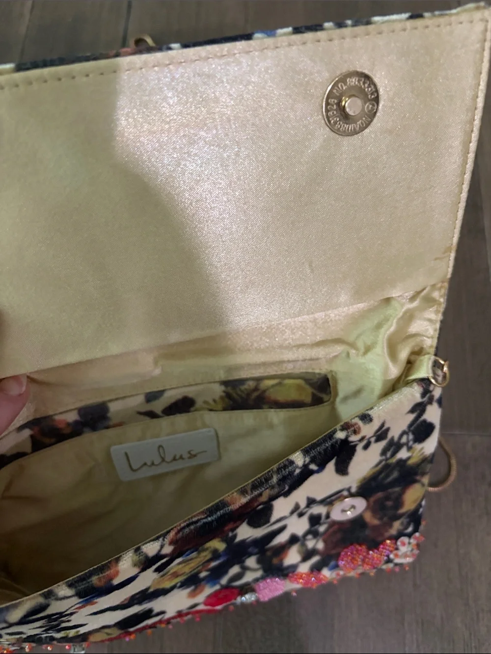 Lulus Beaded Floral Multicolor Fold-Over Crossbody Clutch